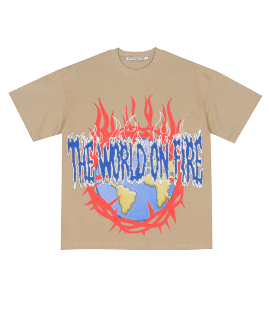 Sponsor World On Fire T Shirt - Khaki