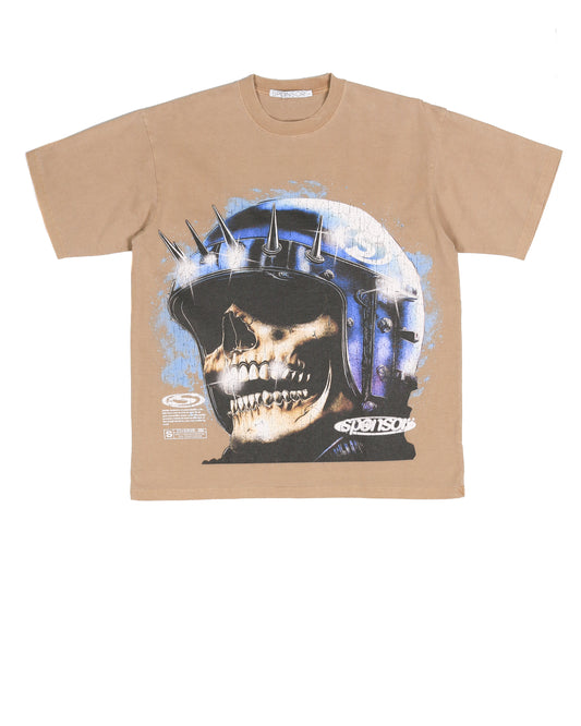 Sponsor Men's Skull Helmet Heavy Weight Washed Tee