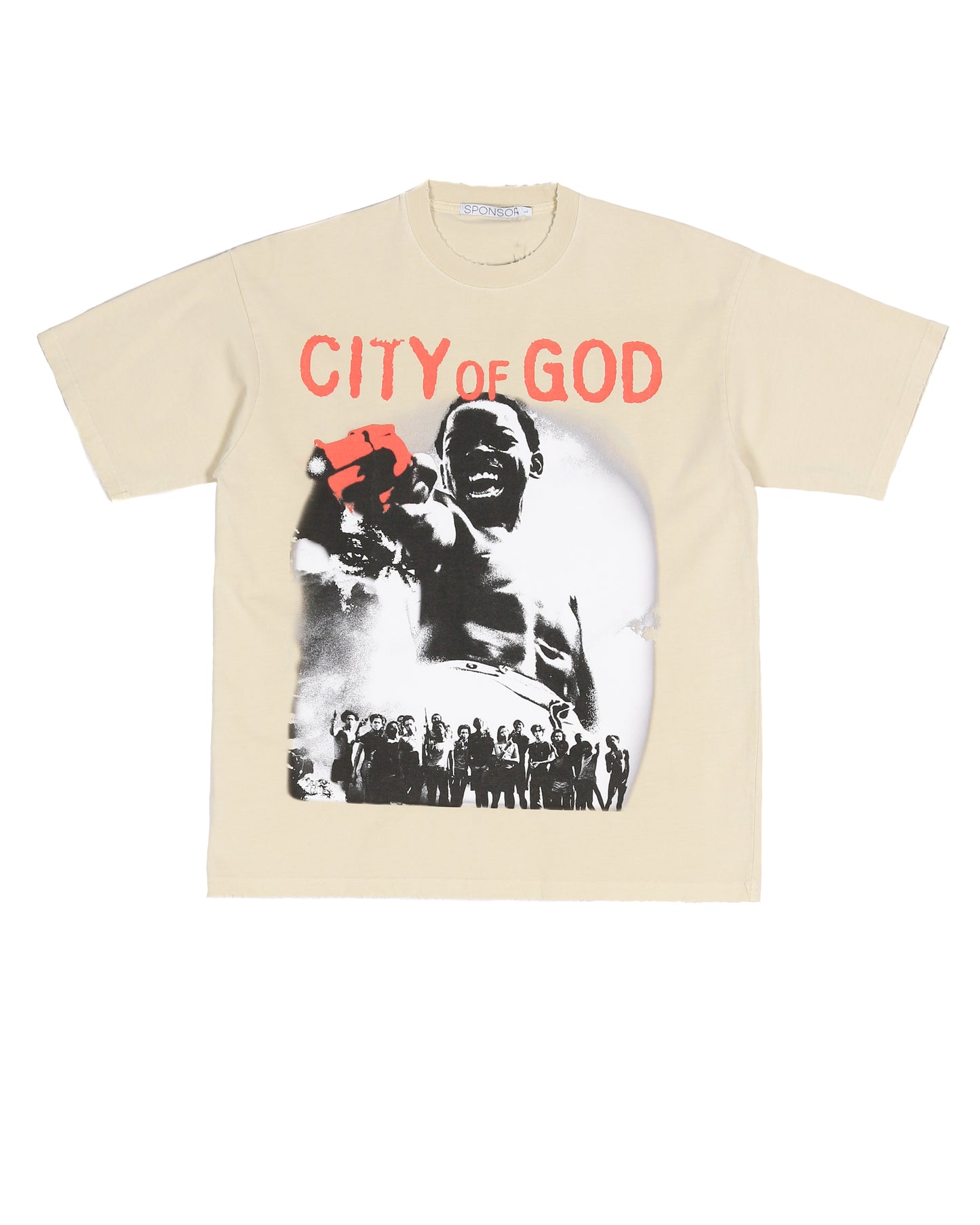 Sponsor Men's City Of God Rise Above Tee-Bone/Red
