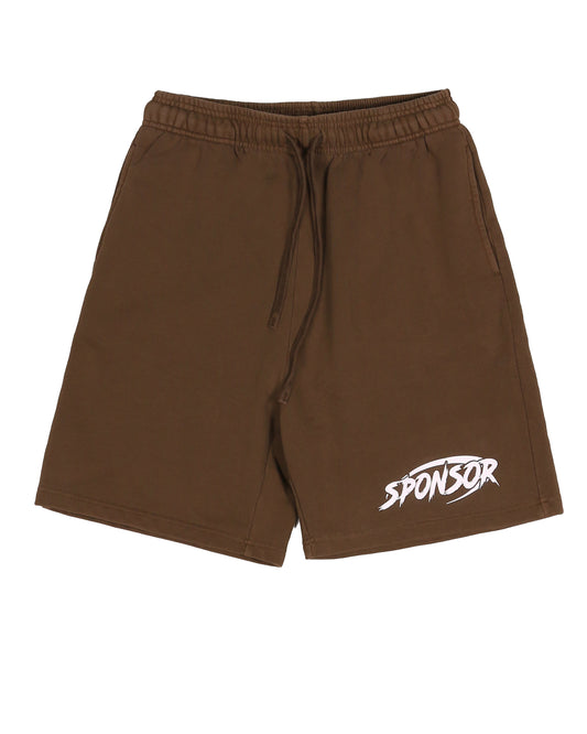Sponsor Men's Logo Heavy Weight Sweat Shorts-Brown