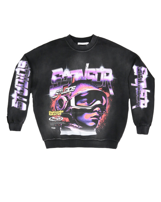 Sponsor Men's Outside World Crewneck Sweatshirt-Faded Black