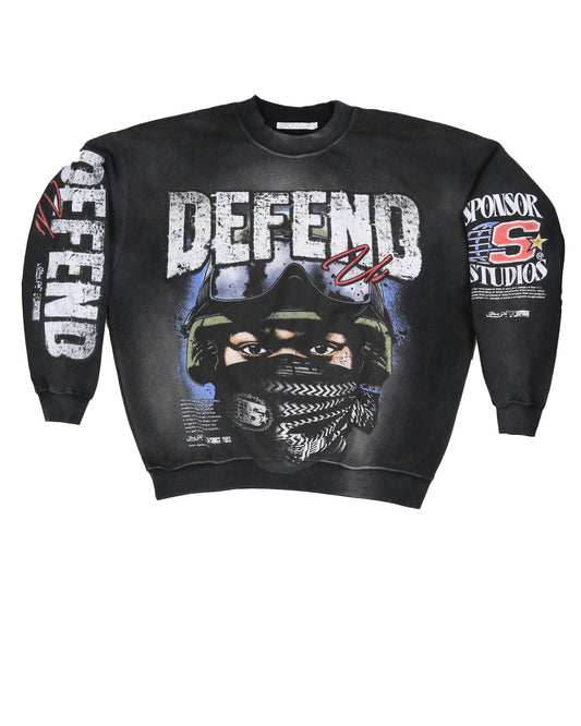 Sponsor Men's Defend Us Crewneck Sweatshirt-Faded Black