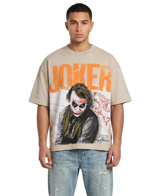 Sponsor Joker Cowards T Shirt in Taupe