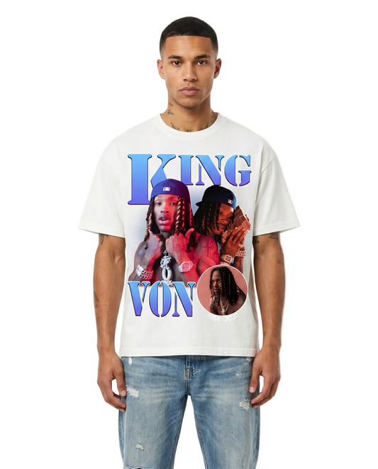 King Von Tribute Oversize T-Shirt in White