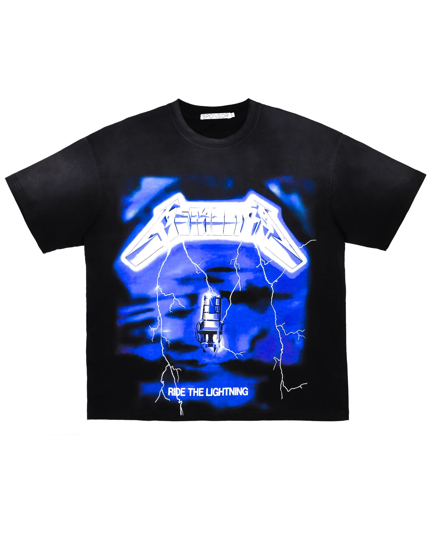 Sponsor Metallica Ride The Lightning Sun Faded T Shirt in Black