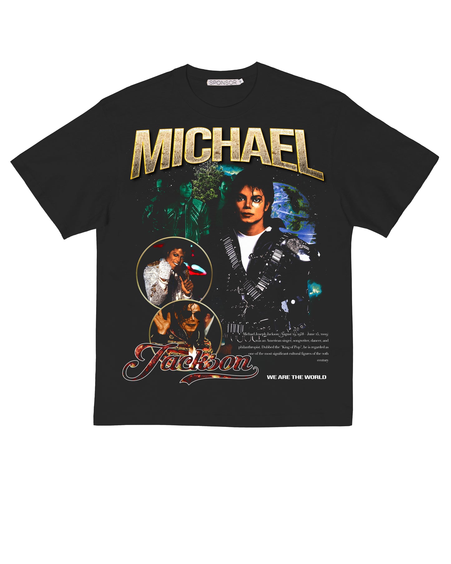 Sponsor Michael Jackson We Are The World T Shirt in Black