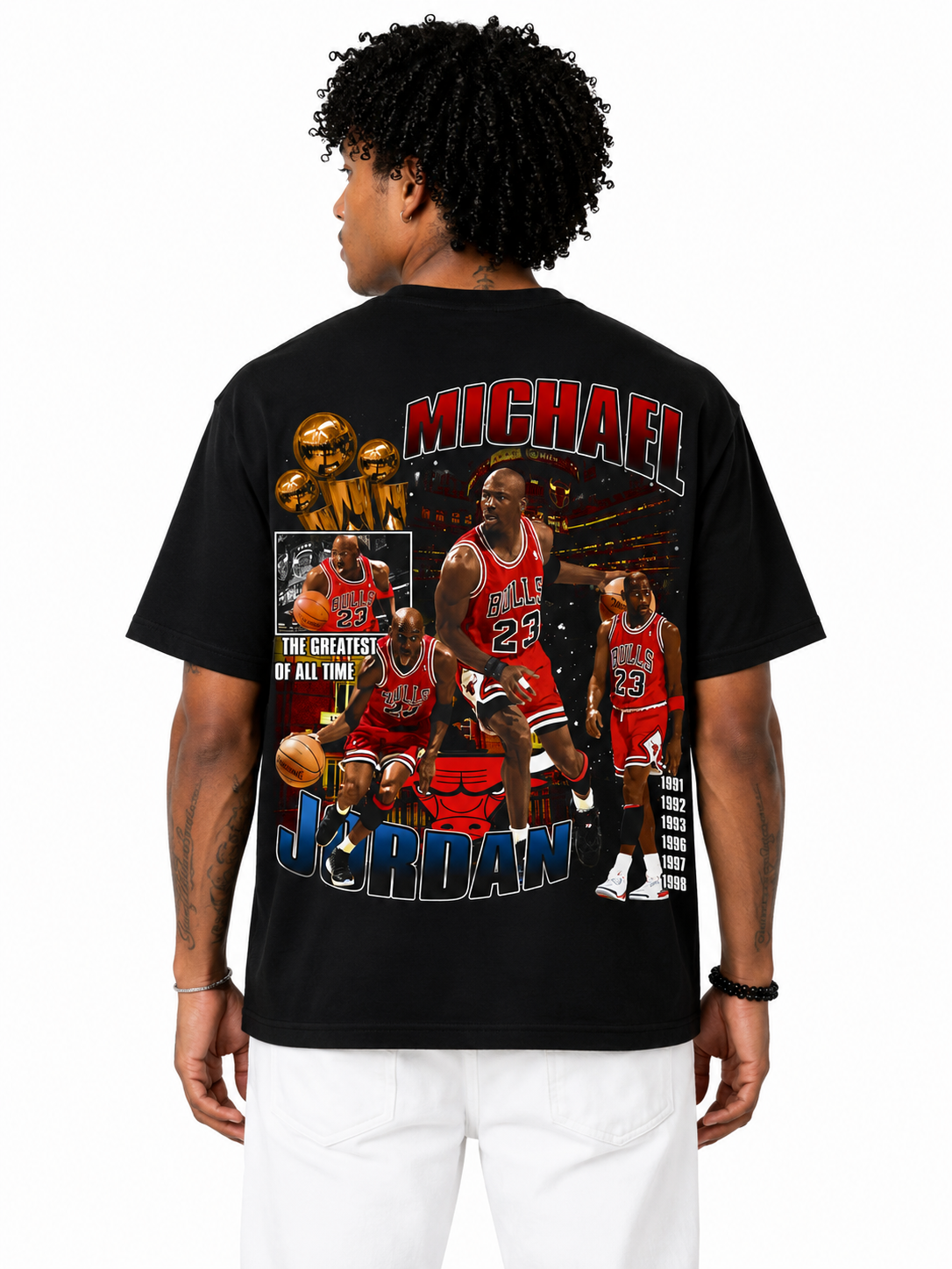 Sponsor Michael Jordan GOAT T Shirt in Black