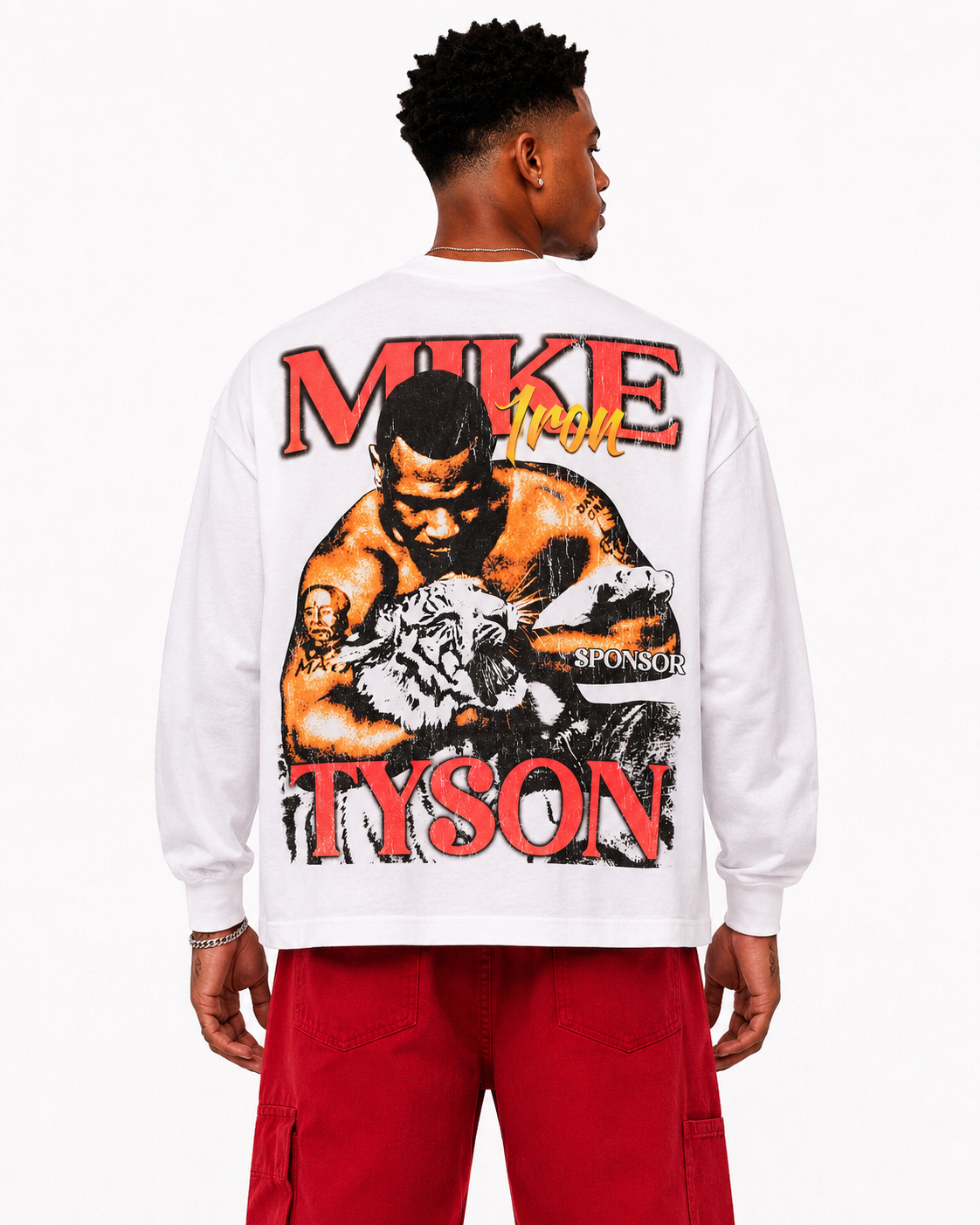 Sponsor Mike Tyson Iron Mike Long Sleeve T Shirt in white