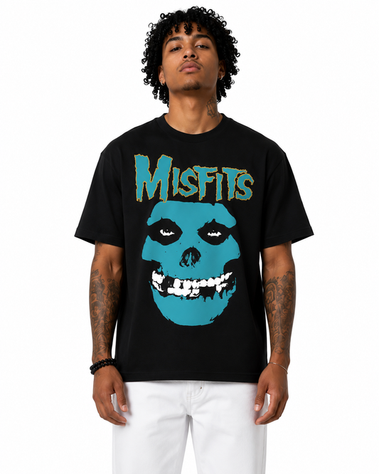 Sponsor Misfits Gamma Blue T Shirt in Black