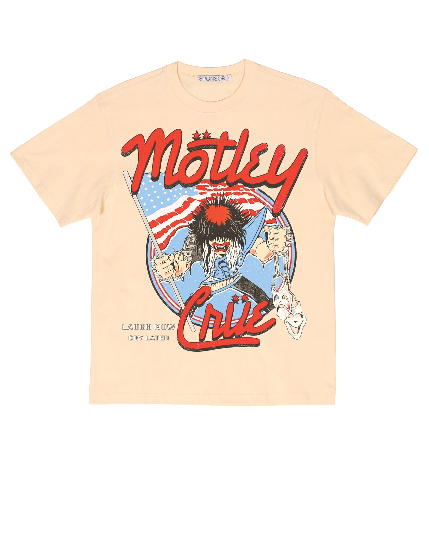 Sponsor Motley Crue Laugh Now Cry Later T Shirt in Cream