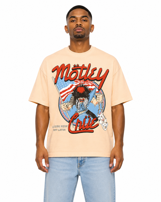 Sponsor Motley Crue Laugh Now Cry Later T Shirt in Cream