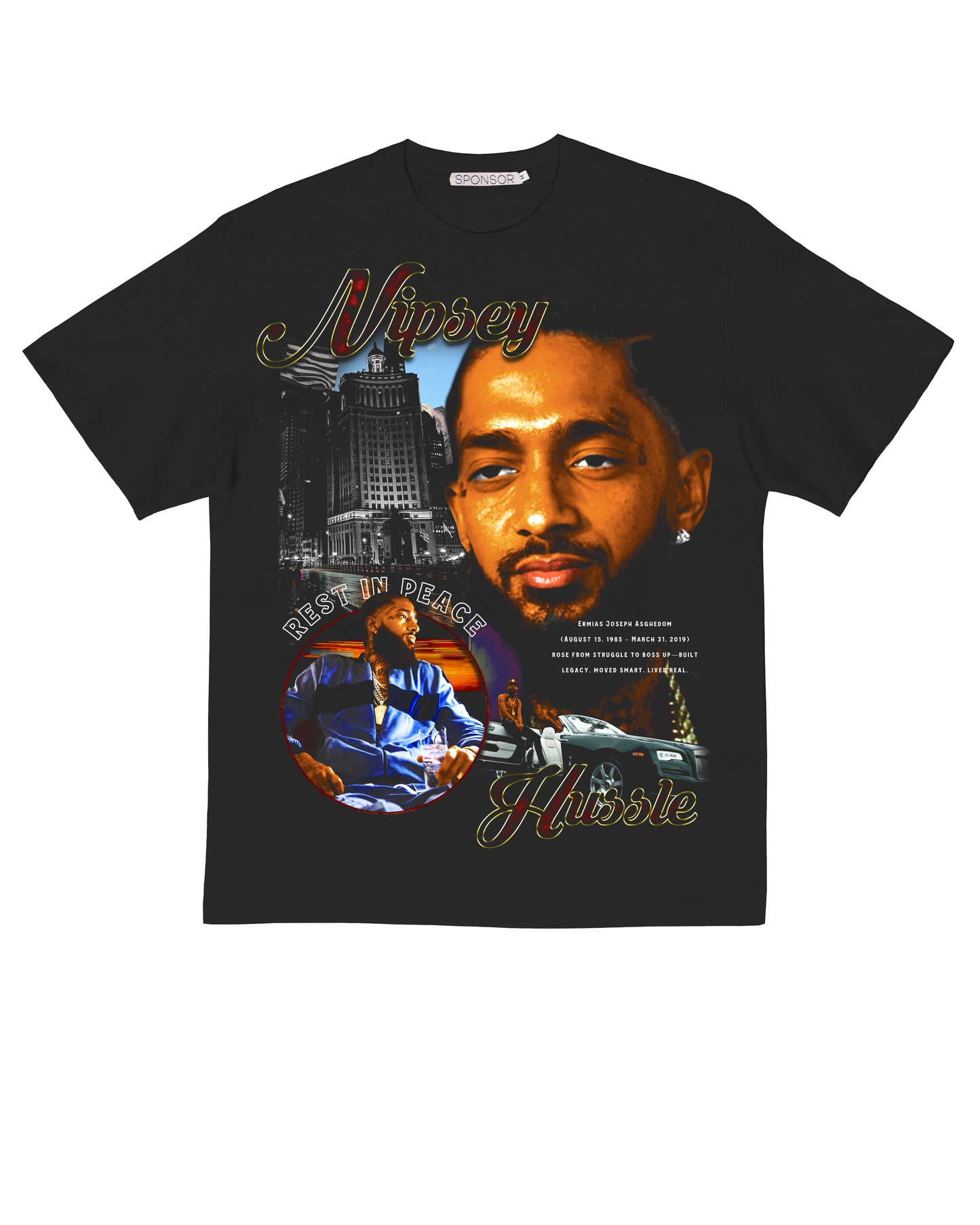 Sponsor Nipsey Hussle Legacy T Shirt in Black