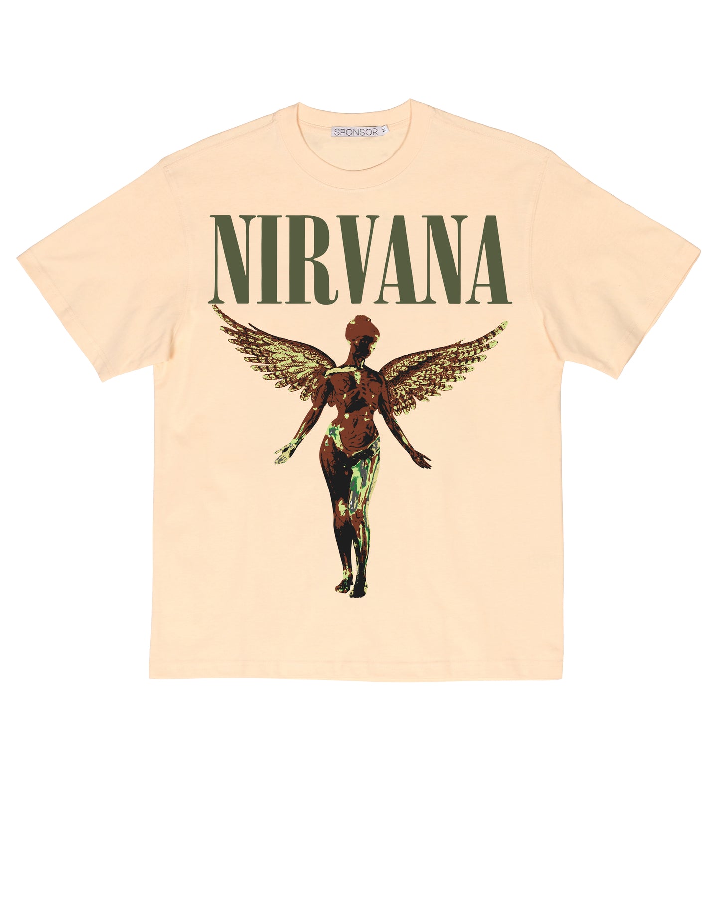 Sponsor Nirvana In Utero Olive T Shirt in Cream