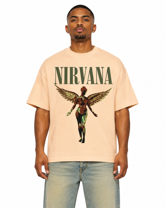 Sponsor Nirvana In Utero Olive T Shirt in Cream