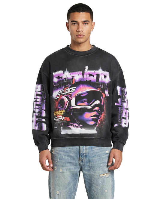Sponsor Men's Outside World Crewneck Sweatshirt-Faded Black