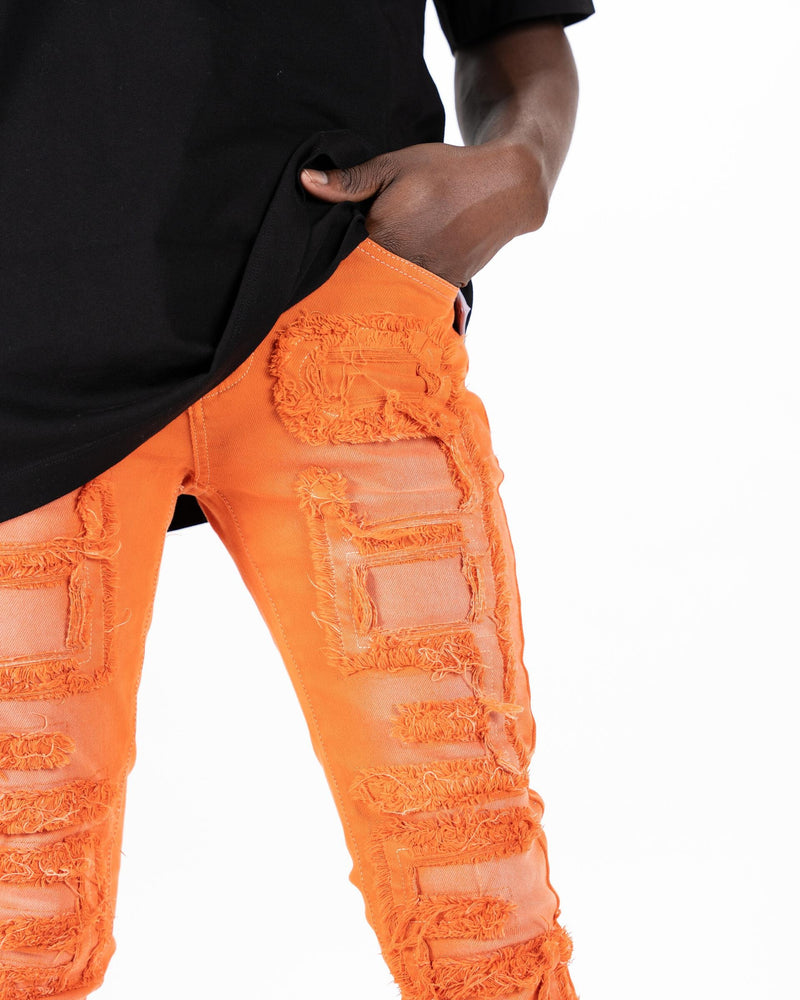 Pheelings Inspired By Flare Stack Denim Jeans, Orange