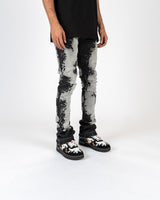 Pheelings Scarred by Flare Stack Denim Jeans, Black/Grey