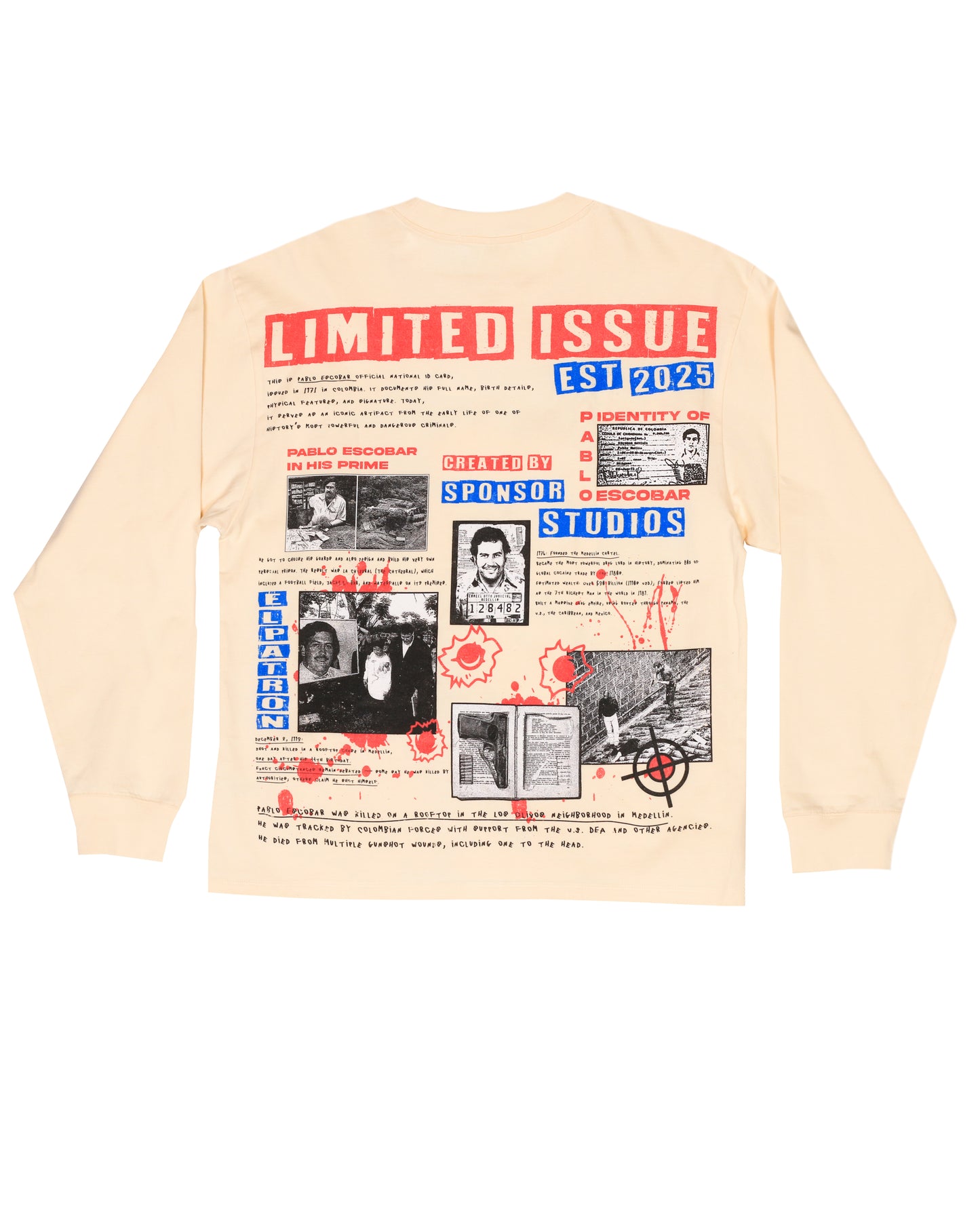 Sponsor Pablo El Patron Long Sleeve T Shirt in Cream