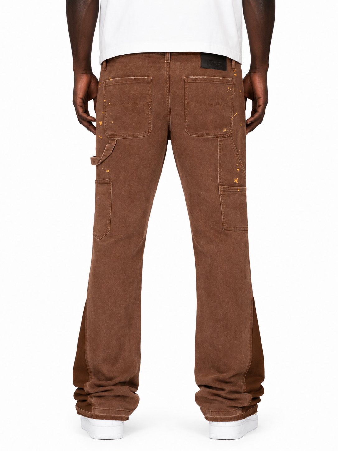 Trinity Kays Kulture Men's Praia Carpenter Stacked Flare Jeans In Brown