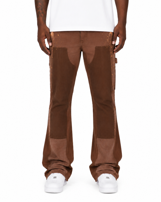 Trinity Kays Kulture Praia Men's SKinny Flare Stacked Jeans In Brown