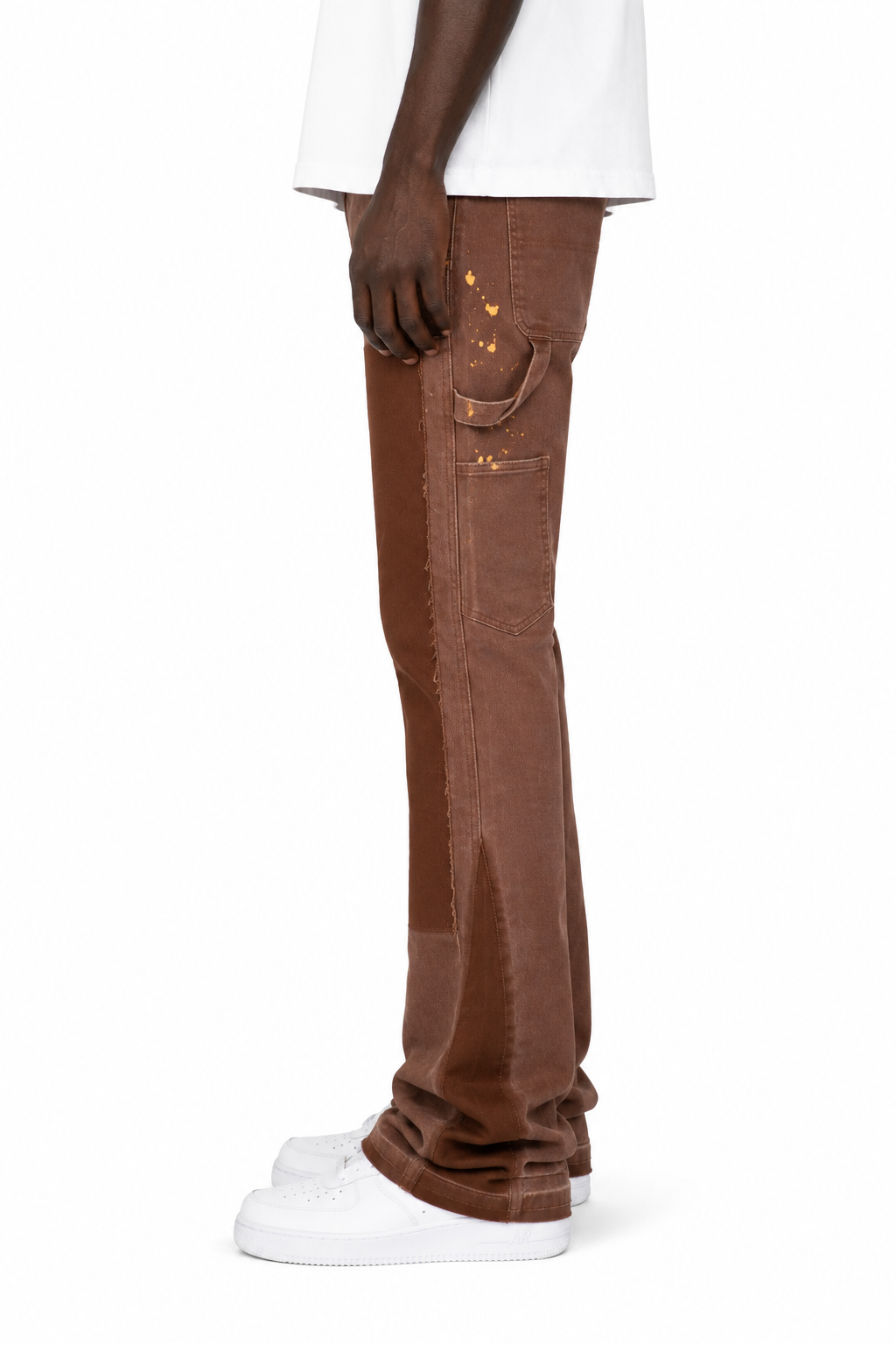 Trinity Kays Kulture Men's Praia Carpenter Stacked Flare Jeans In Brown