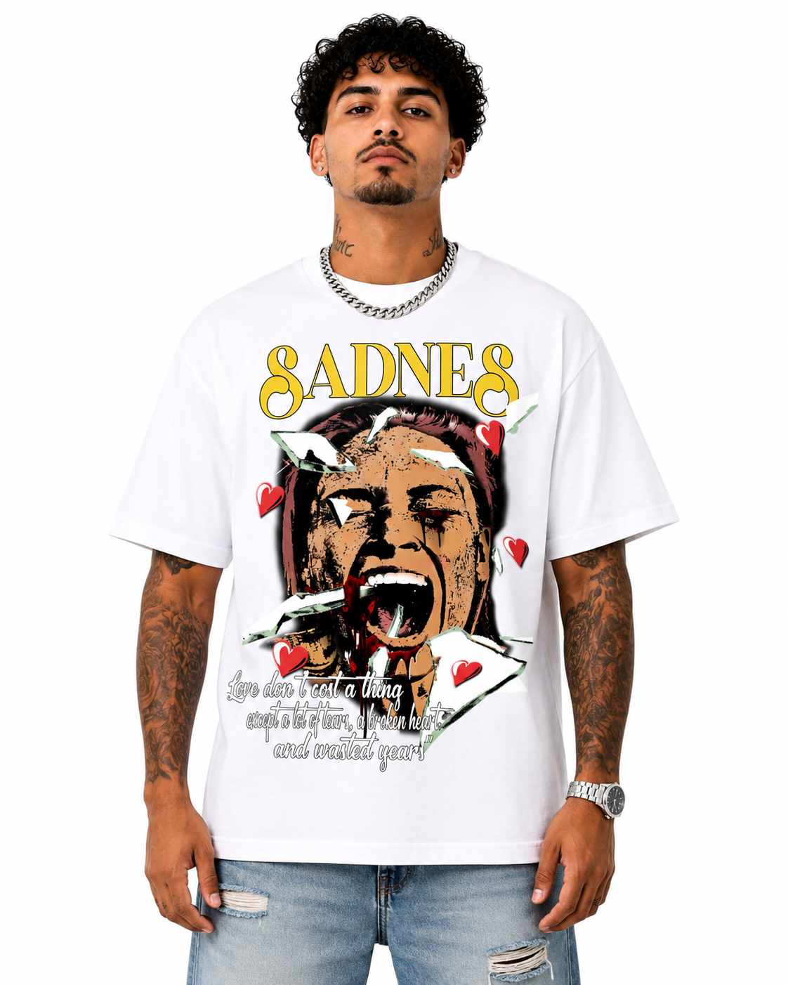 Trinity Kays Kulture Sadness Graphic T shirt in White