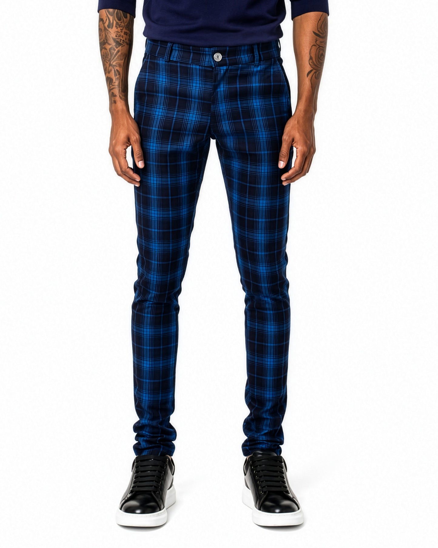 Trinity Kays Kulture San Andres Plaid Pants in Royal Blue / Navy