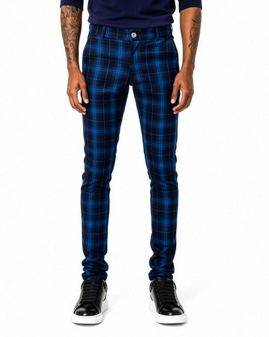 Trinity Kays Kulture San Andres Plaid Pants in Royal Blue / Navy