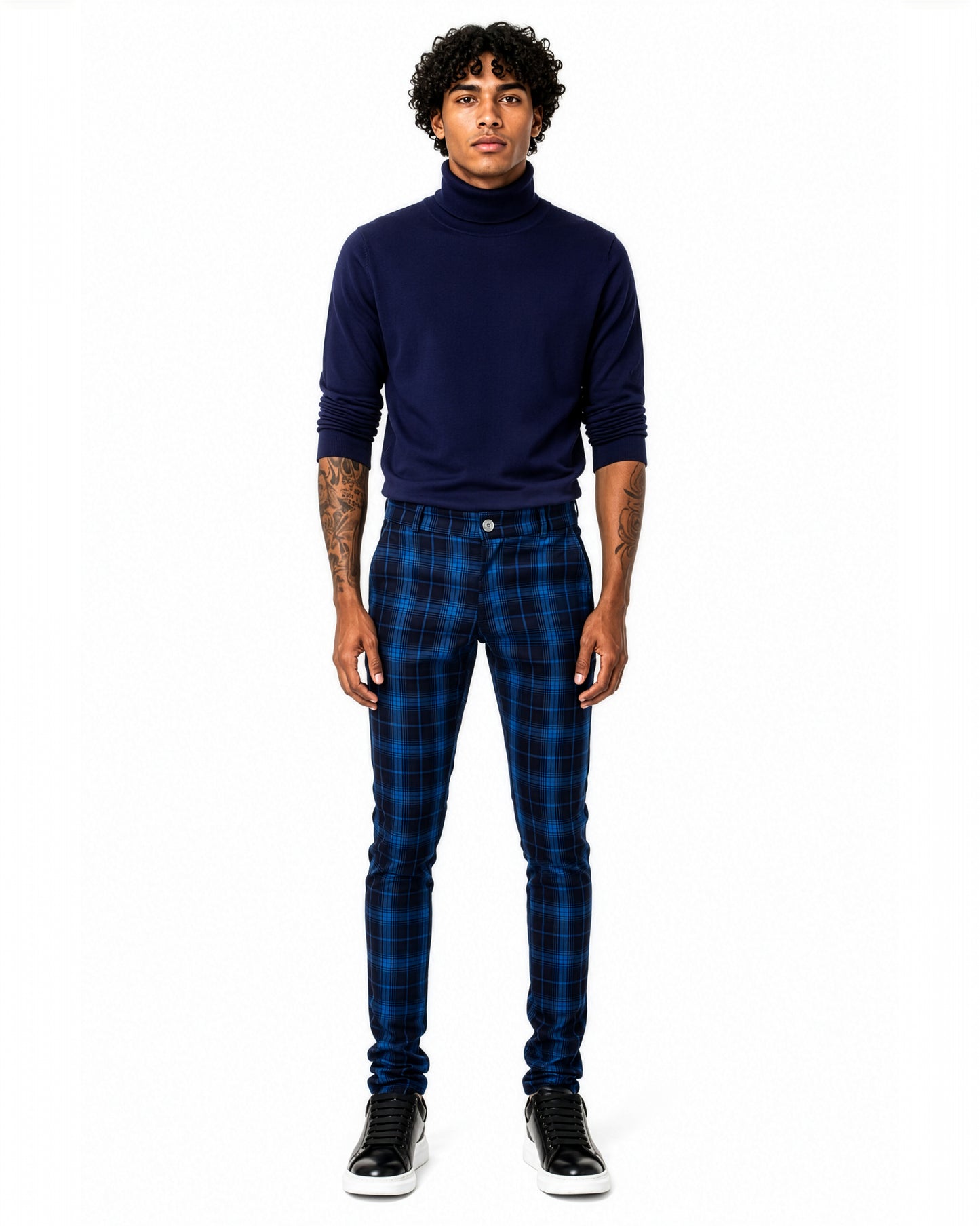 Trinity Kays Kulture San Andres Plaid Pants in Royal Blue / Navy