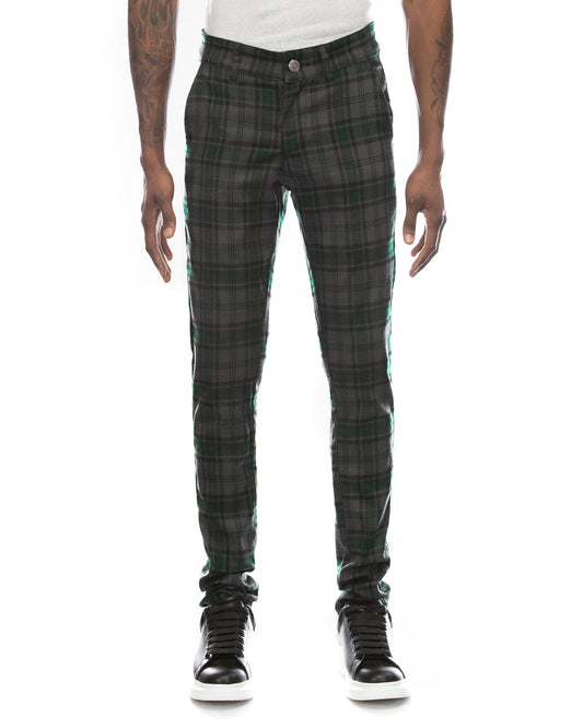 Trinity Kays Kulture Brixton Plaid Pants in Charcoal - Green