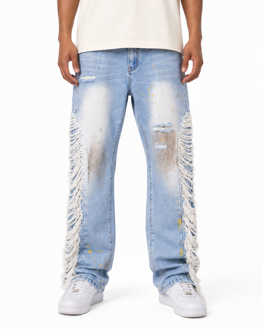 Trinity Kays Kulture Tripoli Frayed Non Stretch Straight Leg Jeans For Men