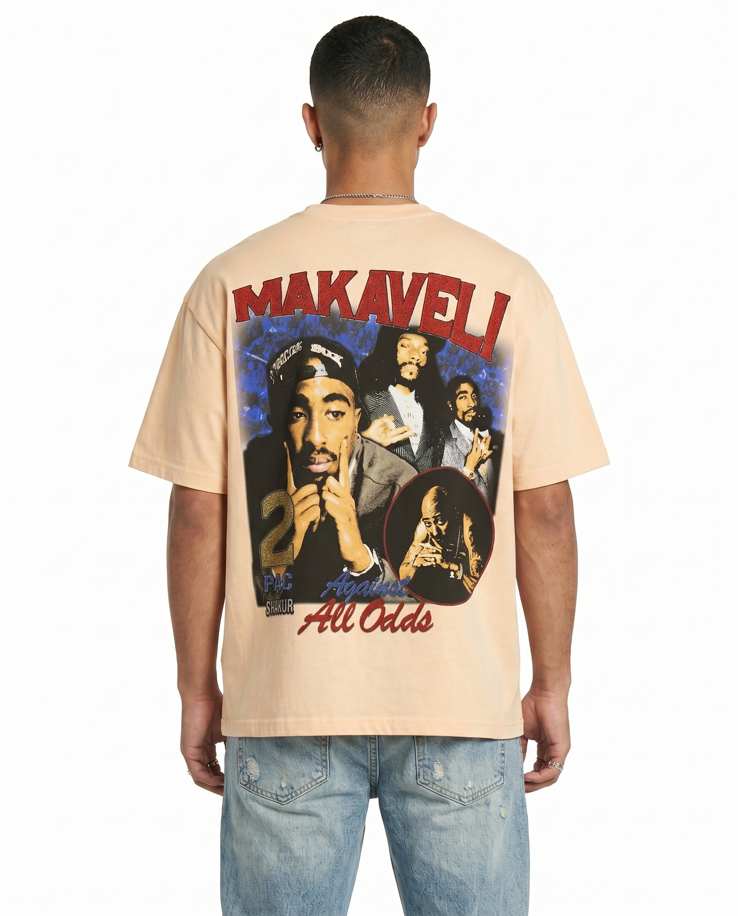 Sponsor Tupac Makaveli T Shirt in Cream