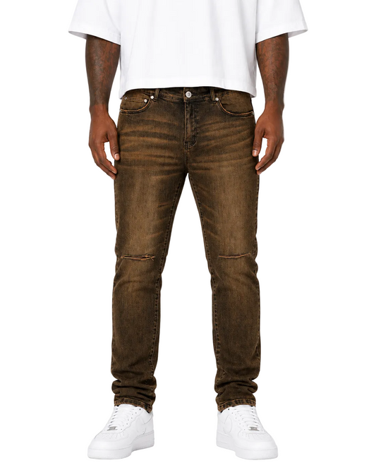 Trinity Kays Kulture Windhoek Men's Skinny Jeans in Brown Wash
