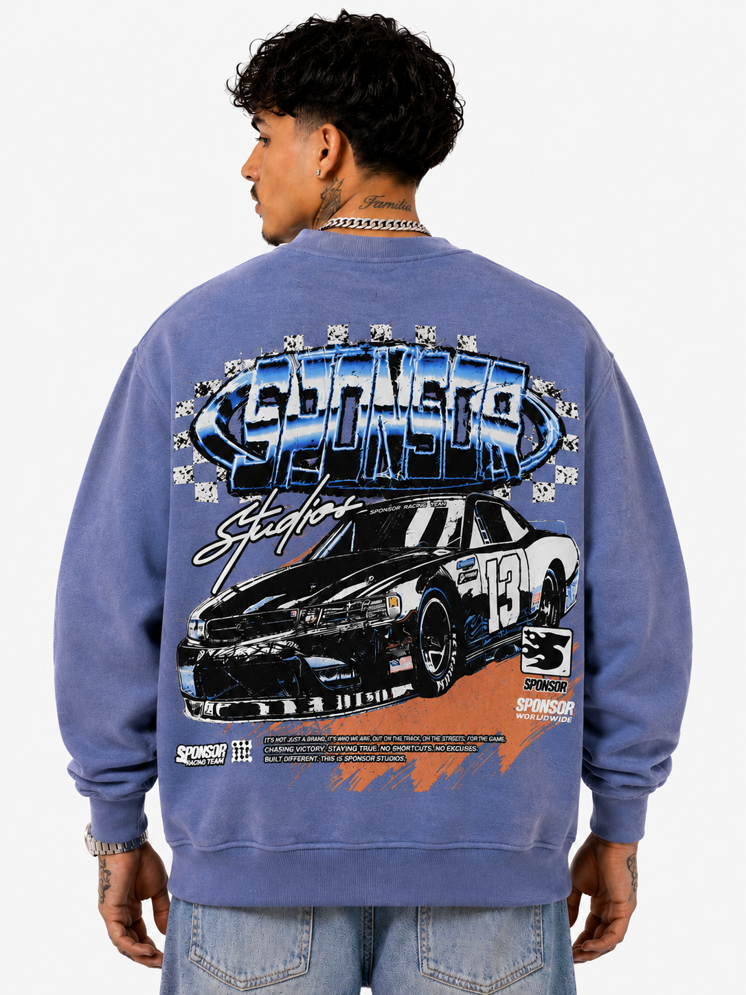 Sponsor Men's Be Fast Crewneck Sweatshirt-Faded Blue