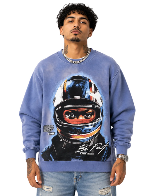 Sponsor Men's Be Fast Crewneck Sweatshirt-Faded Blue