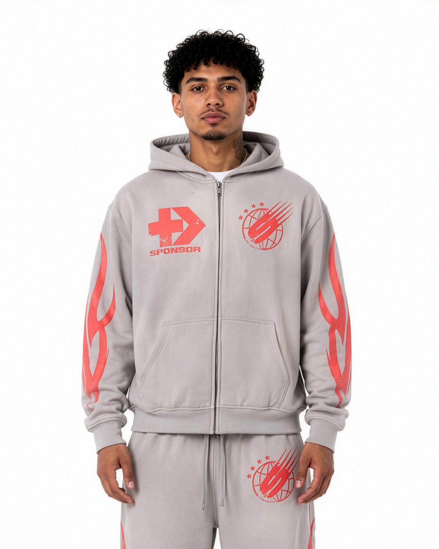 Sponsor Men's World's Greatest Zip Up Hoodie-Grey/Red