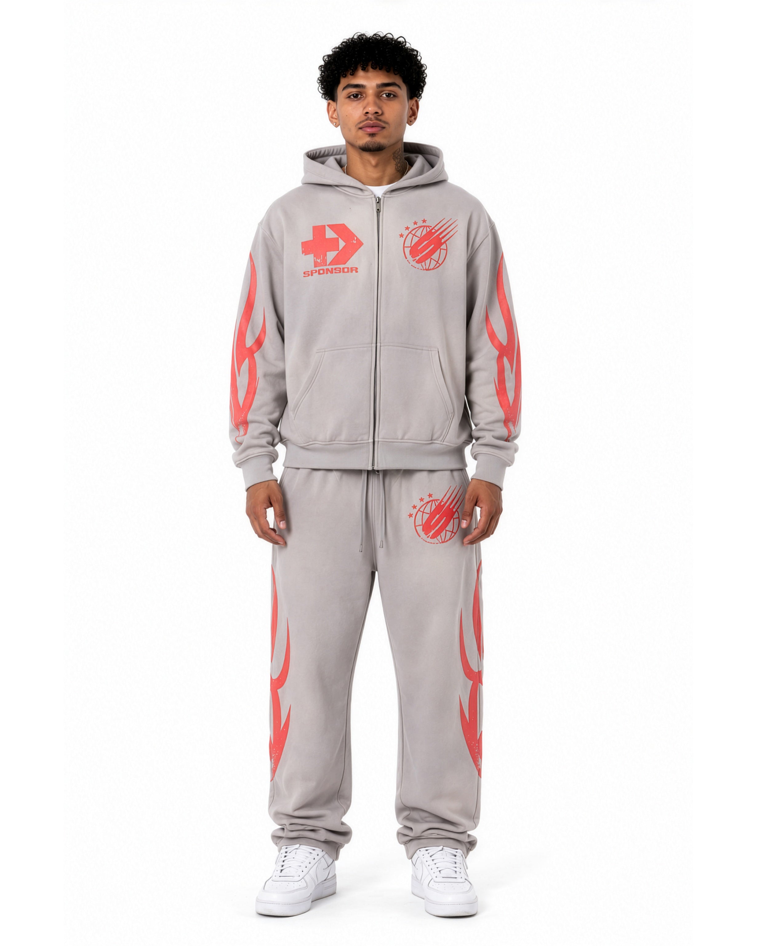 Sponsor Men's World's Greatest Zip Up Hoodie-Grey/Red – Fly Gear ATL