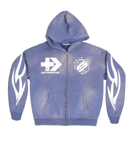 Sponsor Men's World's Greatest Zip Up Hoodie-Blue/White