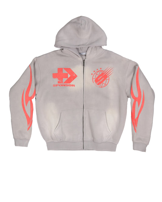 Sponsor Men's World's Greatest Zip Up Hoodie-Grey/Red