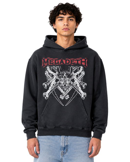 Sponsor Megadeth Skull and Bones French Terry Sweatshirt Hoodie