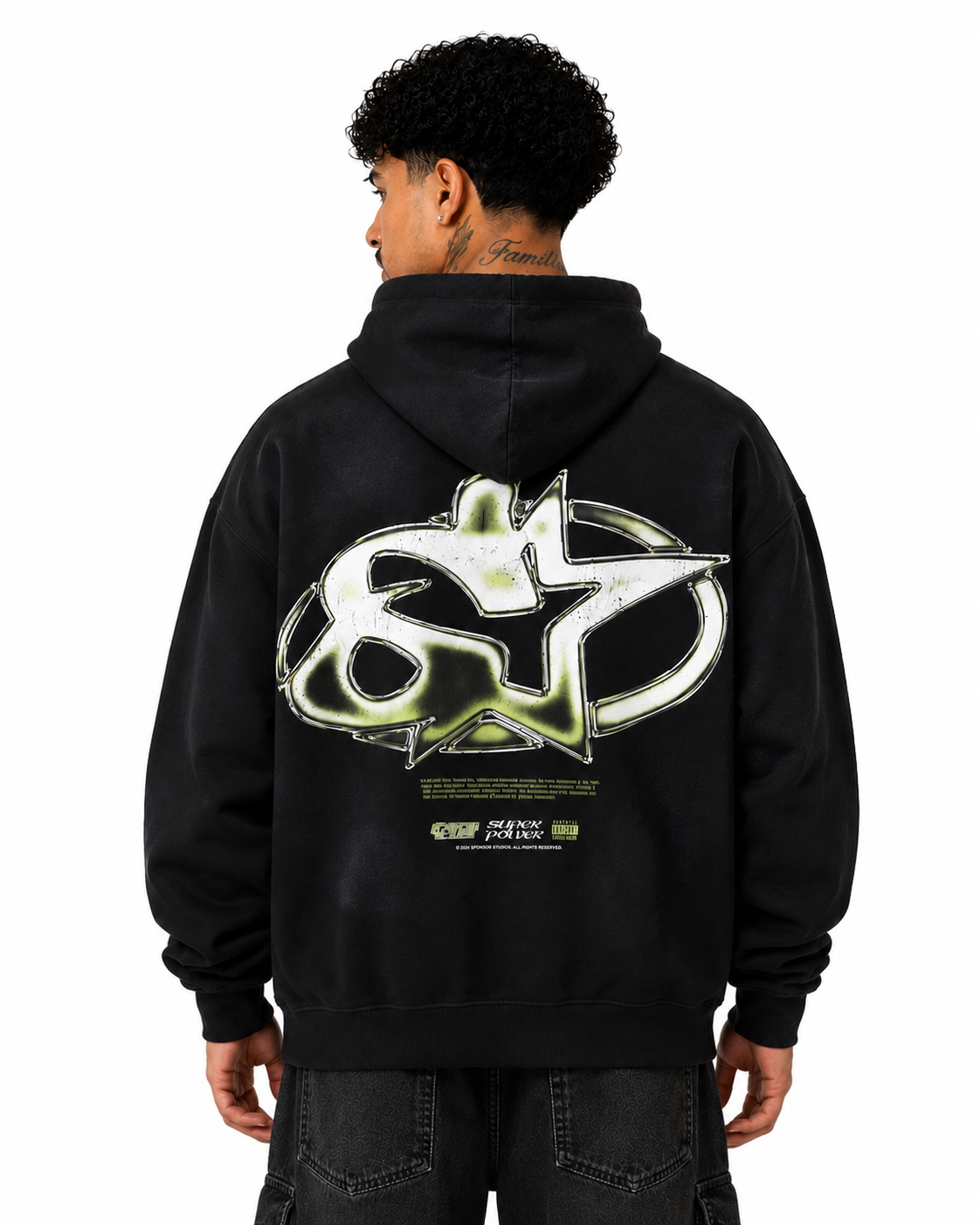 Sponsor Men's Super Power Sweatshirt Hoodie-Black