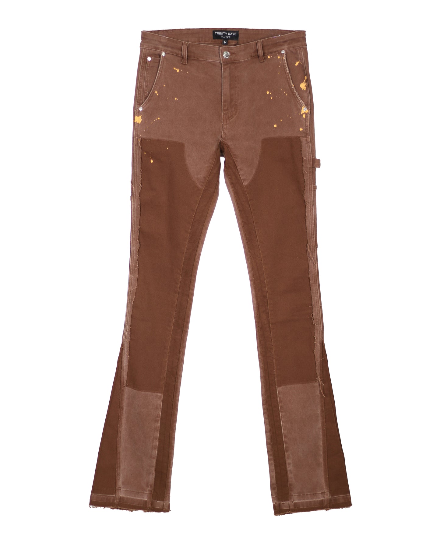 Trinity Kays Kulture Men's Praia Carpenter Stacked Flare Jeans In Brown