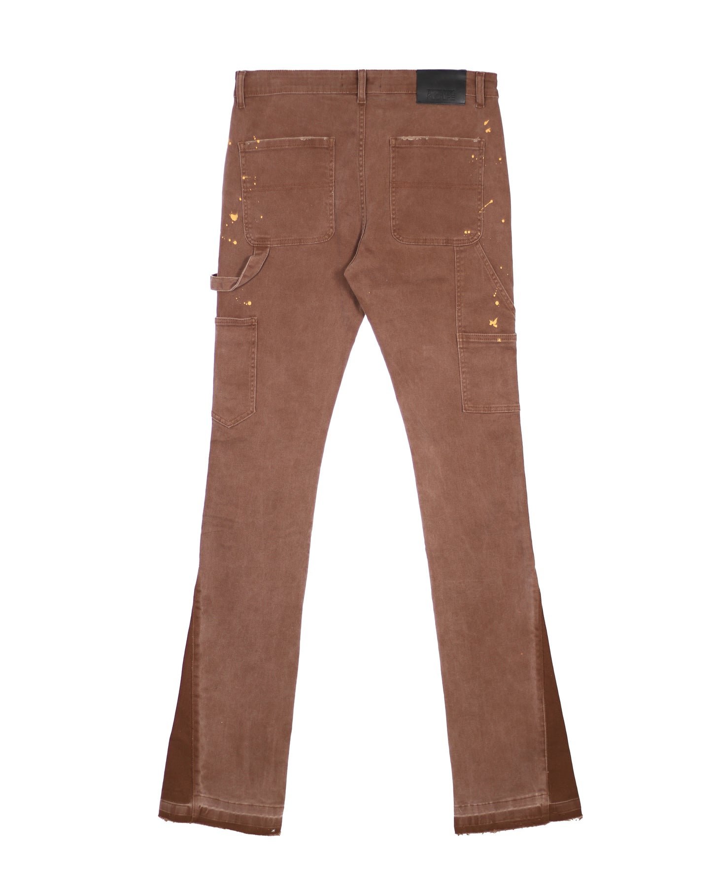 Trinity Kays Kulture Men's Praia Carpenter Stacked Flare Jeans In Brown