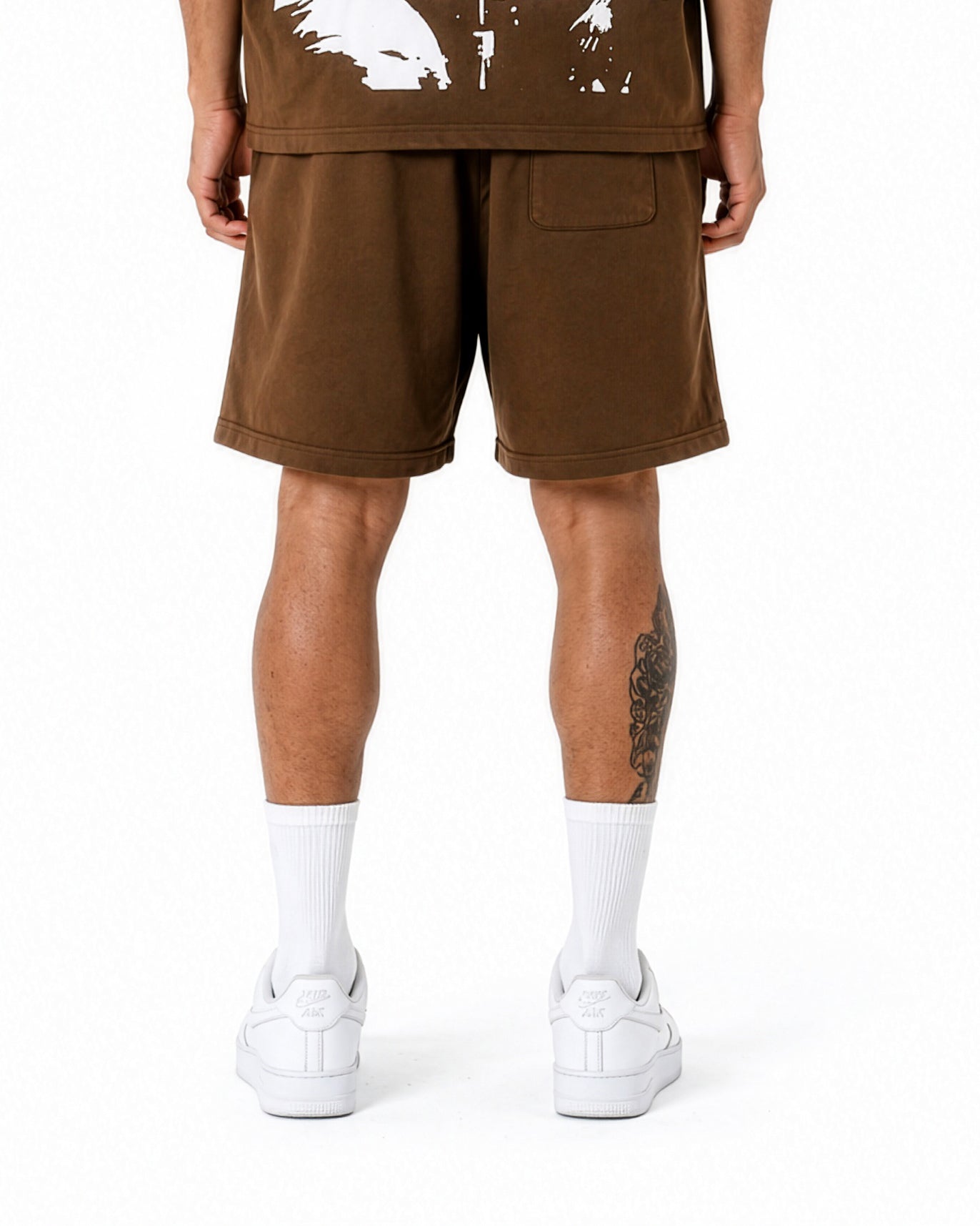 Sponsor Men's Logo Heavy Weight Sweat Shorts-Brown