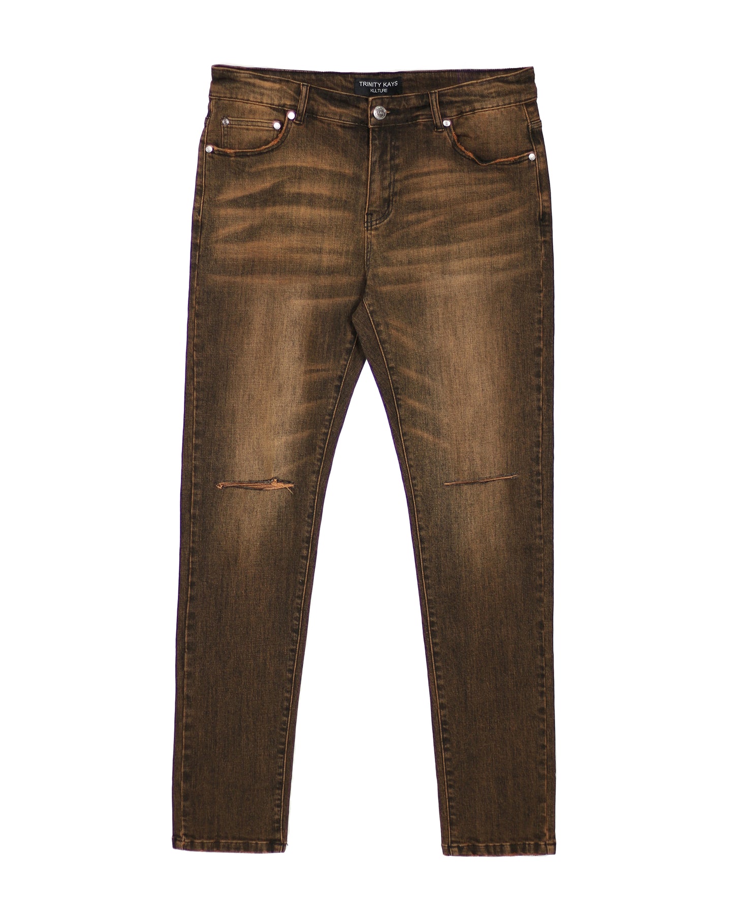 Trinity Kays Kulture Windhoek Men's Skinny Jeans in Brown Wash