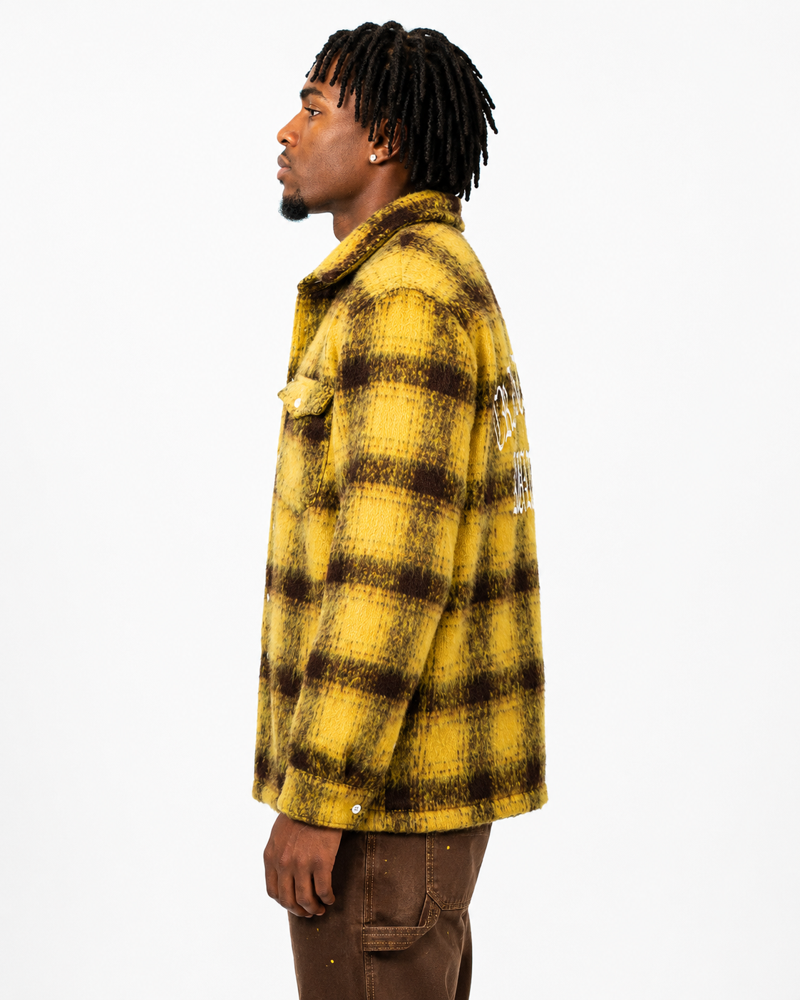 Trinity Kays Kulture Zimba Mohair Shirt Jacket, Yellow/Brown Plaid