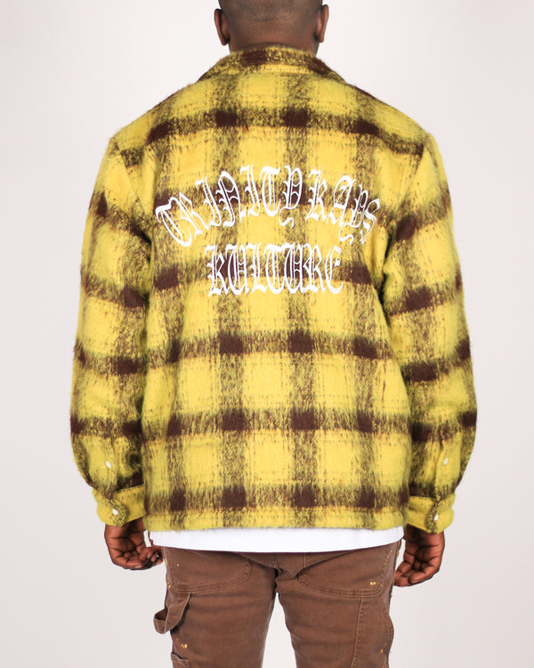 Trinity Kays Kulture Zimba Mohair Shirt Jacket, Yellow/Brown Plaid