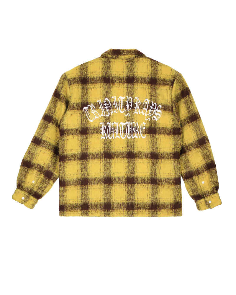 Trinity Kays Kulture Zimba Mohair Shirt Jacket, Yellow/Brown Plaid