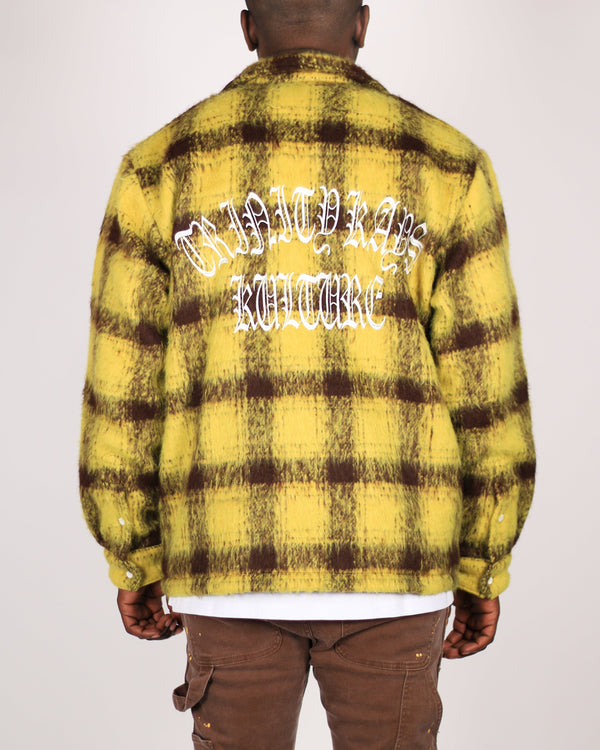 Trinity Kays Kulture Zimba Mohair Shirt Jacket, Yellow/Brown Plaid