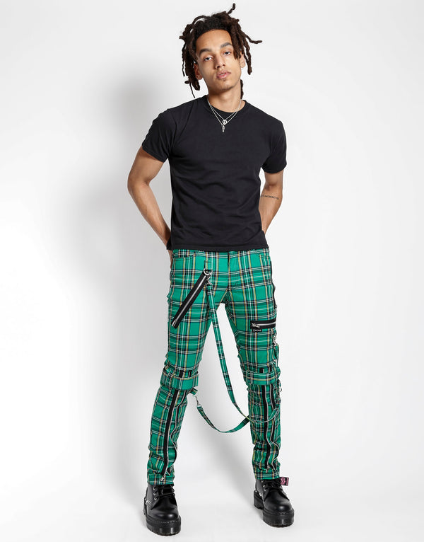 Tripp NYC Men's Plaid Bondage Pants - Green